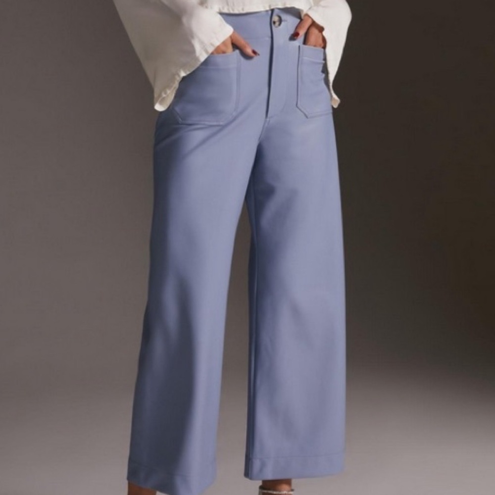 Anthropologie Wide-Leg Tailored Pants in Periwinkle Blue